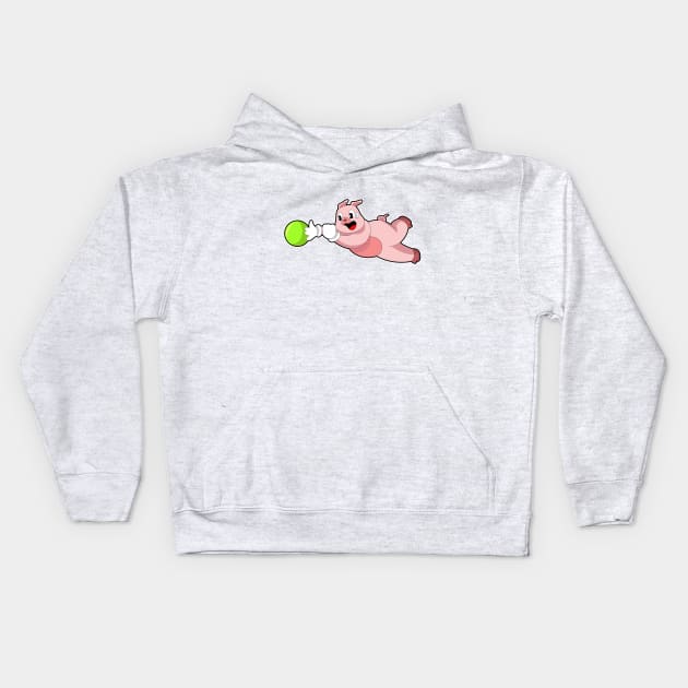 Pig Bowling Bowling ball Kids Hoodie by Markus Schnabel